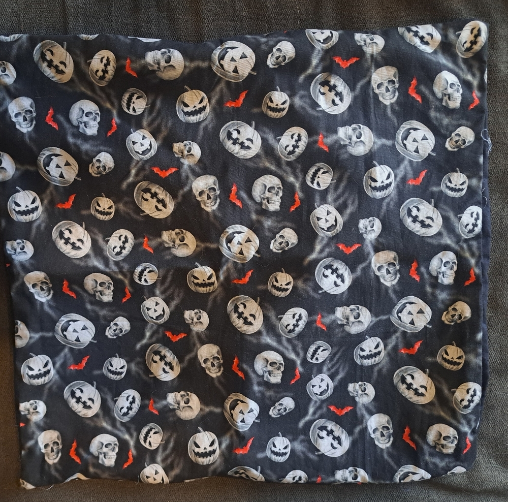 Halloween Skull and Pumpkin Throw Pillow Cover - Picture 2 of 3